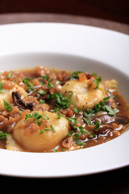 chocolatefoood:  veganfeast:  Homemade Cheese-Stuffed Ravioli with White Wine Sauce by Jeff and Erin’s pics on Flickr. yum  homemade pasta request