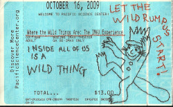 frahpe:  manamorimoto:  October 16, 2009 Where the Wild Things Are Embroidered ticket stub  ☆ 