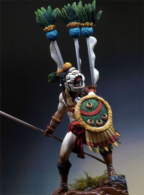 pronedaddy: White metal painted figurine of a Tlaxcalan Warrior