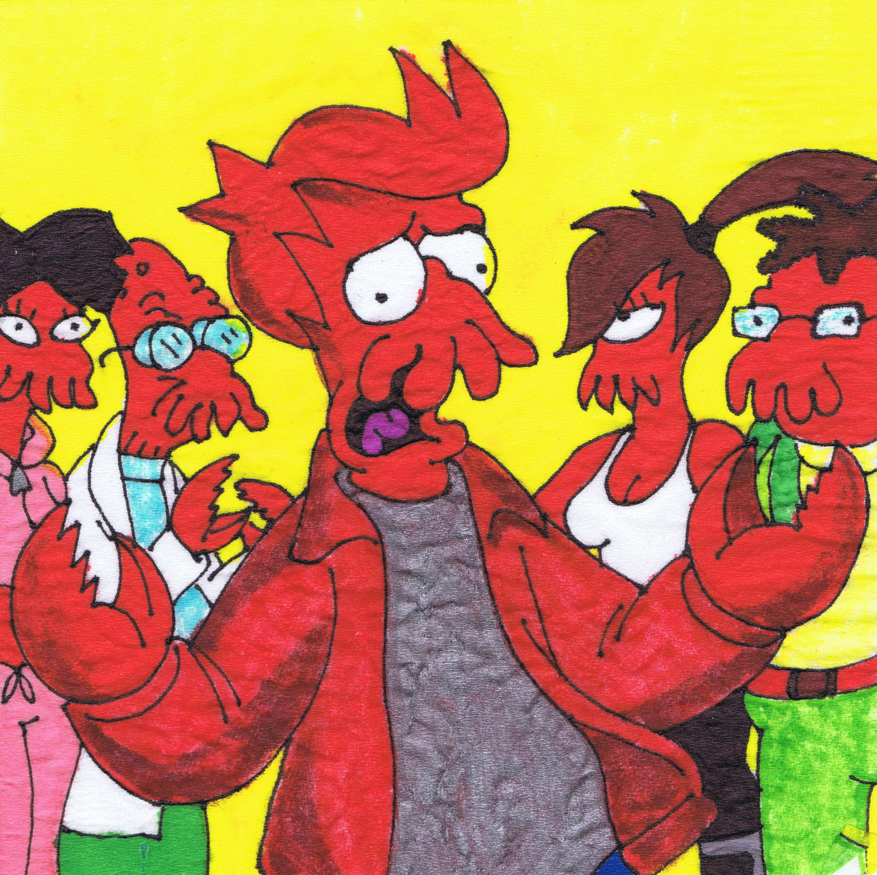 Zoidberg alternate universe, or just a wierd way to wake up! New Futurama napkin art.