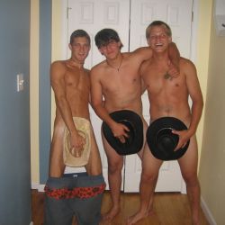 Hats In Place, Ready To Go Out On The Campus. Boysinthewild:  Whats Under The Cowboy