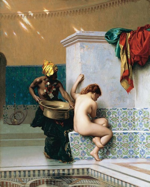 Jean-Léon Gérôme, Moorish Bath, 1870.  Oil on canvas, 51 × 41 cm (20 × 16 in). Museum of Fine Arts, 