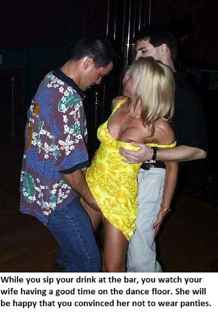 hotwifefun:  Love watching my wife act naughty at the bar  It would be so much better if the guys were Black.