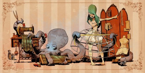 brainnsss-nom:  blueiswrongforroses:  tentaclesislove:  Otto and Victoria. Domesticated octopus by Brian Kesinger.  These are so lovely. Now I want a pet Octopus. Tumblr does odd things to a lady.  See Caroline? They’d make great pets! And it’s not