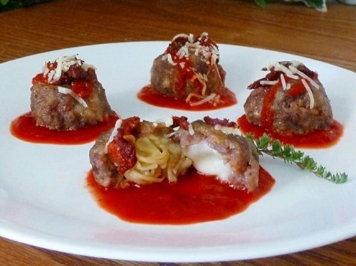 firiona:  thedailywhat:  Afternoon Snack: Spaghetti in meatballs? Sure, why not? Here’s