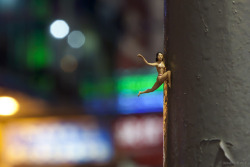 Ianbrooks:  Hanging On By Slinkachu Spotted In Mong Kok, Kowloon, Hong Kong, Even