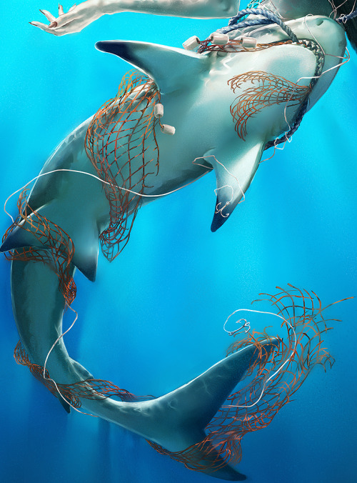 maid-en-china:  With wings of death  And crown of black  A sea monster more terrifying  Than any creature of the deep  Is this the epitome of man?  All pride for greedy production  So serene in self-destruction   If suicide is a crime  We would all be