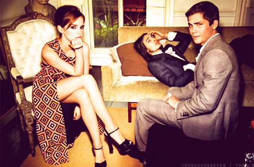 thequeensseven:  Emma Watson, Logan Lerman, and Ezra Miller for Vanity Fair. 