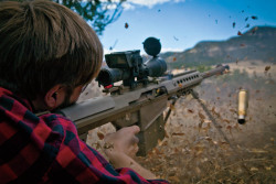 weaponzone:  “It may look ferocious, but recoil from the .50-caliber Barrett M107A1 is controllable with proper body position. Getting used to the muzzle blast takes a bit of practice, however.” - SIStaffCredit: Reference - NRA 