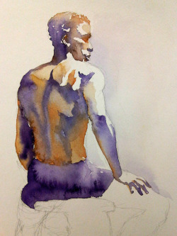 sanguine-sepia:  Drawing from life. Watercolor