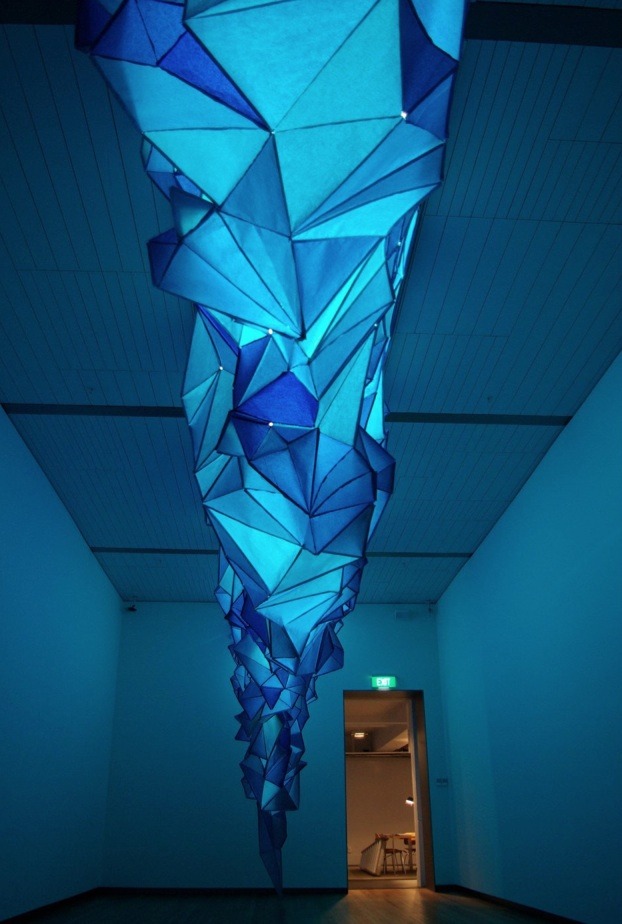 orientaltiger:  Iceberg Sculpture Made of Tissue Paper and Staples 