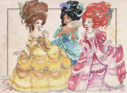 albinwonderland:  the-milk-eyed-mender:  taijavigilia:  Princesses do the rococo.  Inspired by late 1700s French fashion illustrations.  badroulbadour looks helllllla cute  eep 