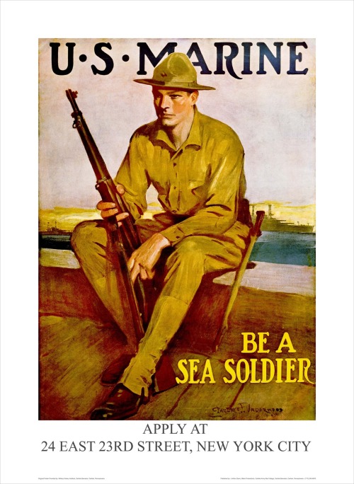 gunsandposes:A WWI-era Marine Corps recruitment poster.(via)