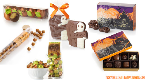 fuckyeahallhallowseve:  Godivas 2012 Halloween Collection featuring pumpkin spice truffles and caramels, caramel apple gems, chocolate mummys and more 