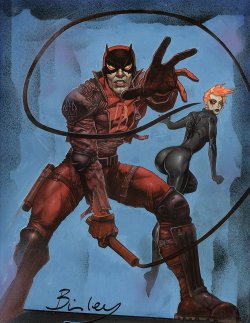 brianmichaelbendis:  Daredevil and the black widow by Simon Bisley