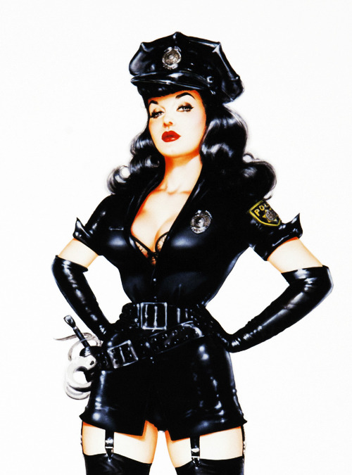 vintagegal:  “The Fuzz” model is Bettie Page, illustration by Olivia De Berardinis