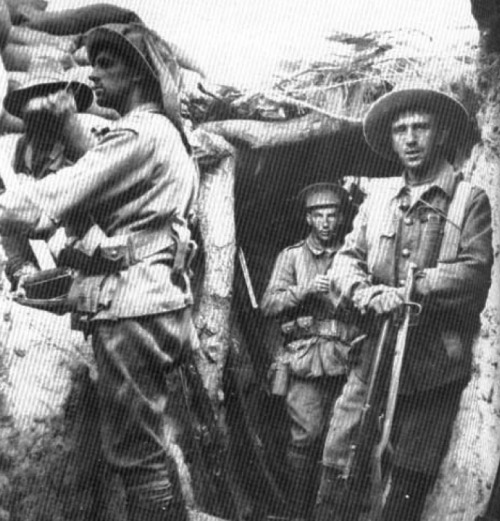 ANZACs in a Turkish trench.