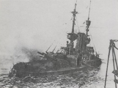 The HMS Irresistible sinks on March 18th.