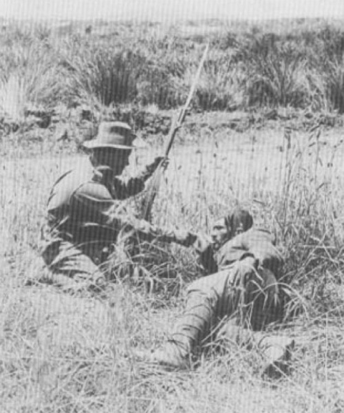 ANZAC offers a drink to a wounded Turk POW.