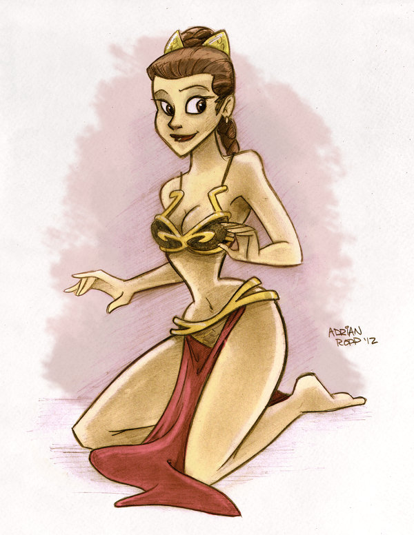 toonbaboon:  Jabba’s Prisoner - Leia Fan Art by *toonbaboon A sketch commission