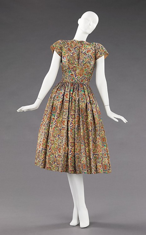 Carolyn Schnurer (American; 1908–1998)}Dress. Cotton, 1950; Dress. Silk, 1950; Dress. Cotton, 1951; 