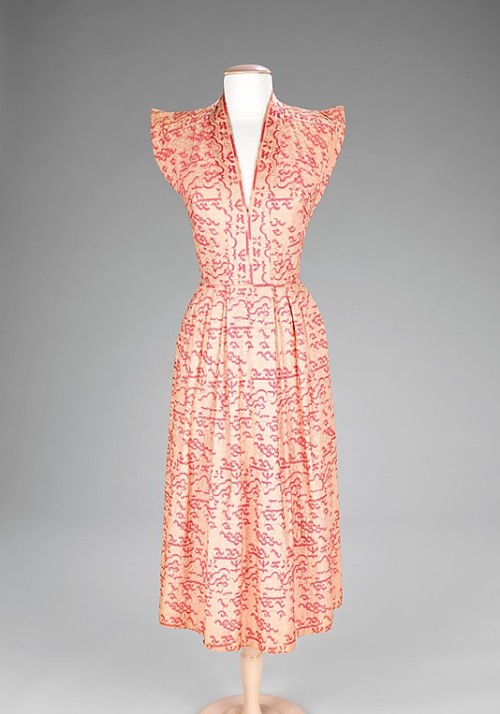 Carolyn Schnurer (American; 1908–1998)}Dress. Cotton, 1950; Dress. Silk, 1950; Dress. Cotton, 1951; 