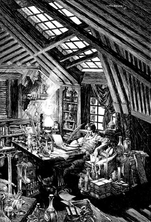 cravingdesires:theremina:Bernie WrightsonIllustrations of Mary Shelley’s “Frankenstein”