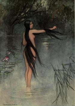 venusmilk:  Folk-tales of Bengal 1912Illustrations by Warwick Goble“When she got out of the water, what a change was seen in her.” 