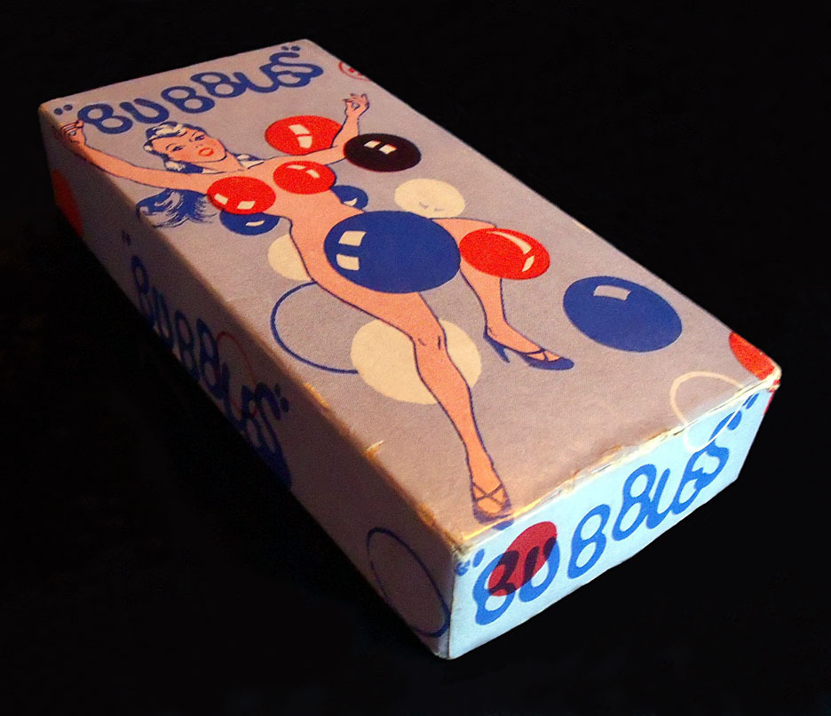  Vintage Burlesque “BUBBLES” novelty toy.. Produced in 1952, this rubber latex