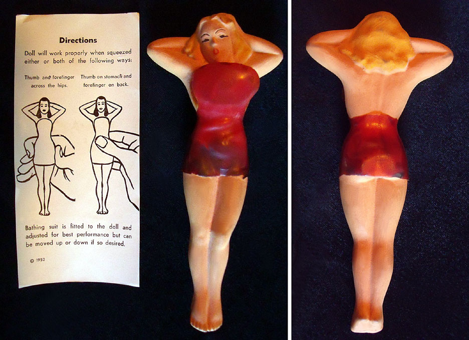  Vintage Burlesque “BUBBLES” novelty toy.. Produced in 1952, this rubber latex
