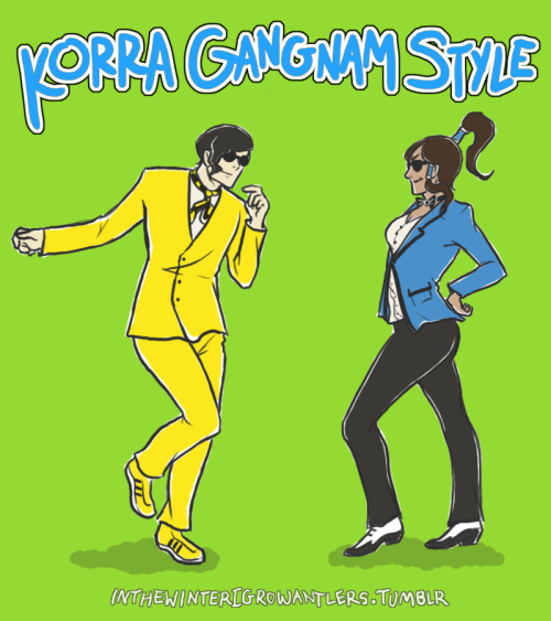 inthewinterigrowantlers:Finally done with these! KORRA GANGNAM STYLE!! I am just really obsessed wit