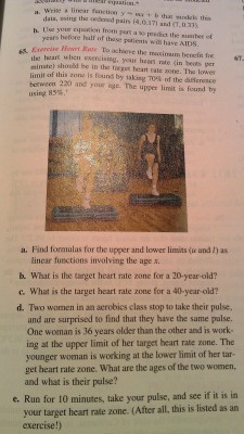 totallysquirrelin:  So I was doing my calc hw when I came across this question. Everything was going fine until part E…oh calc book you amuse me. Like hell I’m gonna go run for 10 minutes at 9 at night   LOL What?