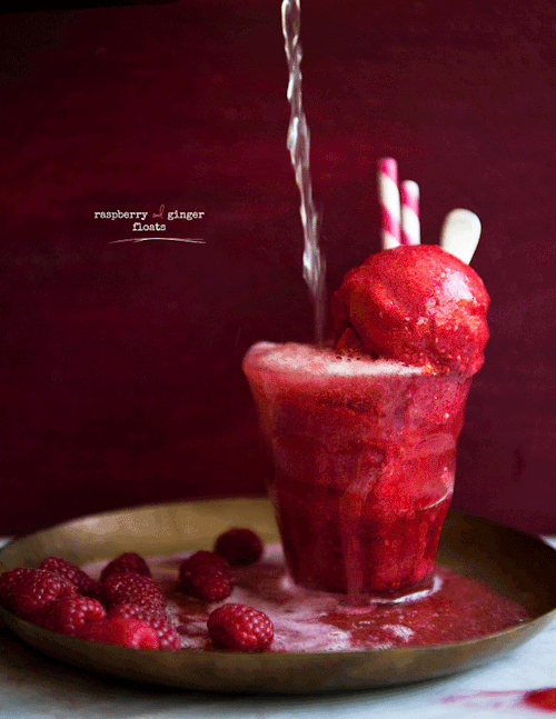 kitchenelves:  Raspberry Sorbet and Ginger Beer Float (via Desserts for Breakfast: recipe) 