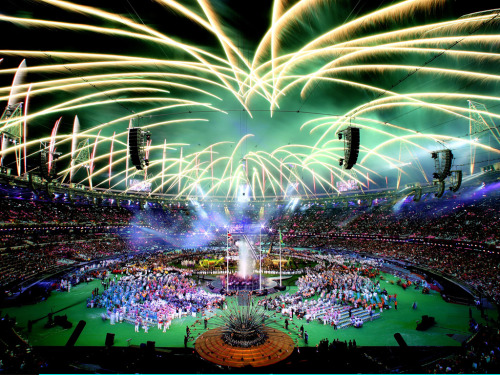 guardian:Fireworks light up the Olympic Stadium during the closing ceremony of the London 2012 Paral