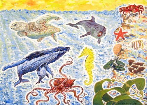Child’s Educational Underwater Painting - Acrylics - Ambrose Hudson, 2012