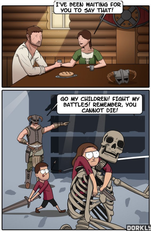 insanelygaming:The True Reason To Have Kids in SkyrimCreated by Dorkly