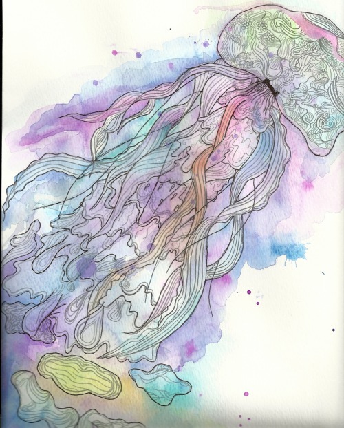 daisyheadmaisie:  also, i painted this today it’s not the full thing cause the scanner is tiny jellyfish