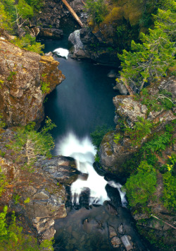 patagonia:  Looking over waterfalls on the