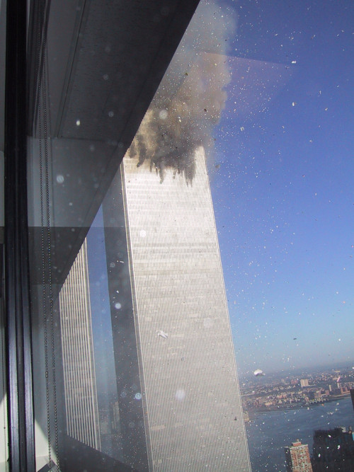 americas-liberty: Possibly the very first picture taken that day… it shows the North Tower be