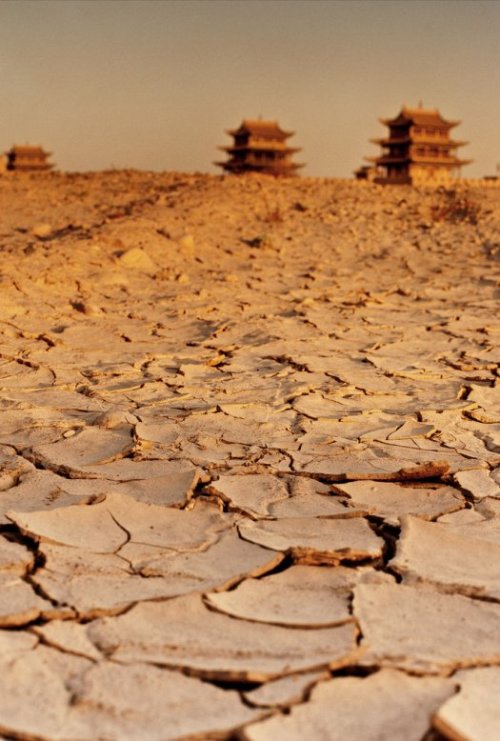 Sunset on an old Chinese fortress in the Gobi Desert, Mongolia