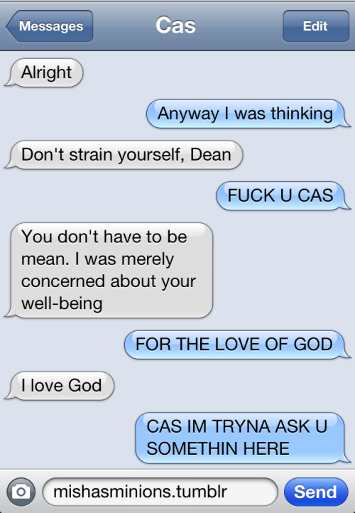 TEXTS FROM CASDean tries to ask Cas out