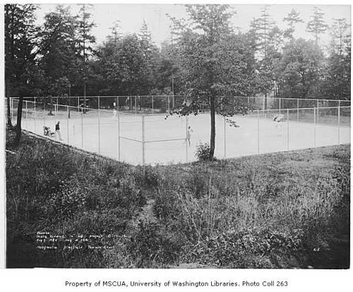 The Magnolia Playfield Tennis Courts, Seattle, WA via Flickr user UW Digital Collections.