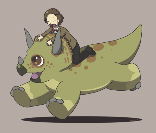 domsyellowpants: daftlynx: The Doctor and Tricey I need this on a shirt NOW