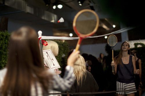 Making a racket at the Rachel Antonoff SS 2013 Presentation.