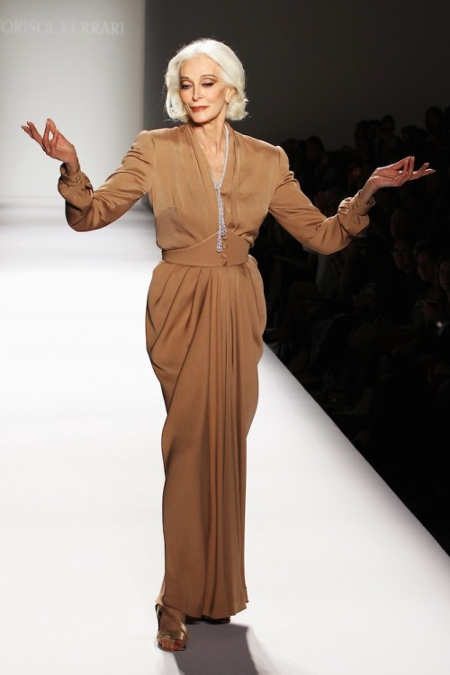 styleite:  Sorry Karlie, but 81-year-old model Carmen Dell’Orefice is definitely our #1 runway model this NYFW. 