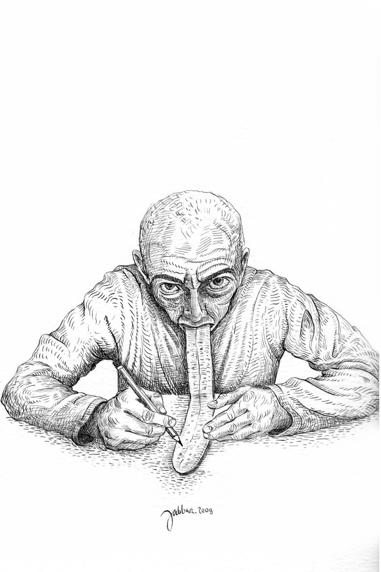 2headedsnake:   Ali Cabbar  - no title yet, Drawing, ink on paper, 2008, 24 x 32 cm