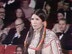 blacknoonajade:  karkles-the-adorabloodthirsty:  sonofbaldwin:   I got dressed in my traditional Indian regalia, but there was a man, he was the producer of the whole show. He took that speech away from me and he warned me very sternly. “I’ll give