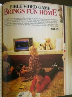 obscurevideogames:  ad for Red Sea Crossing (Inspirational Video Concepts - Atari 2600 - 1983) I like how the ad seems to focus on the one kid who would rather color with crayons than play “Bible Video Game” (thanks to lloorren for pointing out