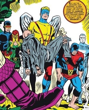 Prof X LOVES getting carried around. #OMGuKILLEDprofX #deadprofessors Source: X-Men v.1 #42 (Marvel 