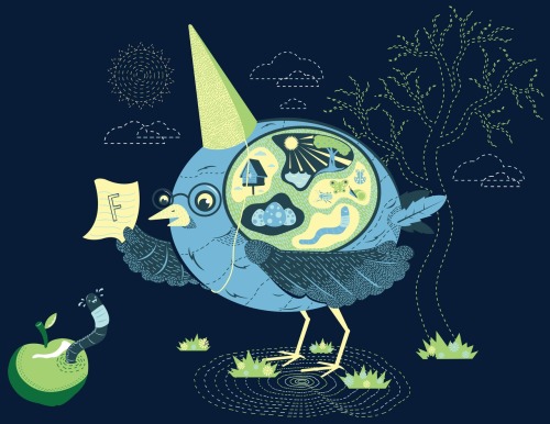 jacoblivengood: Bird Brain - Vector Illustration Bird’s have all the wrong things on their min